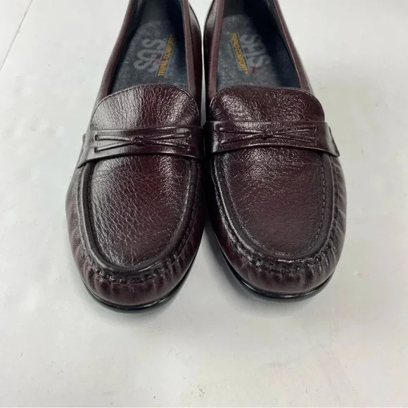SAS Womens 7.5S Tripad Comfort Burgundy Leather Slip On Wedge Loafers - Picture 5 of 7